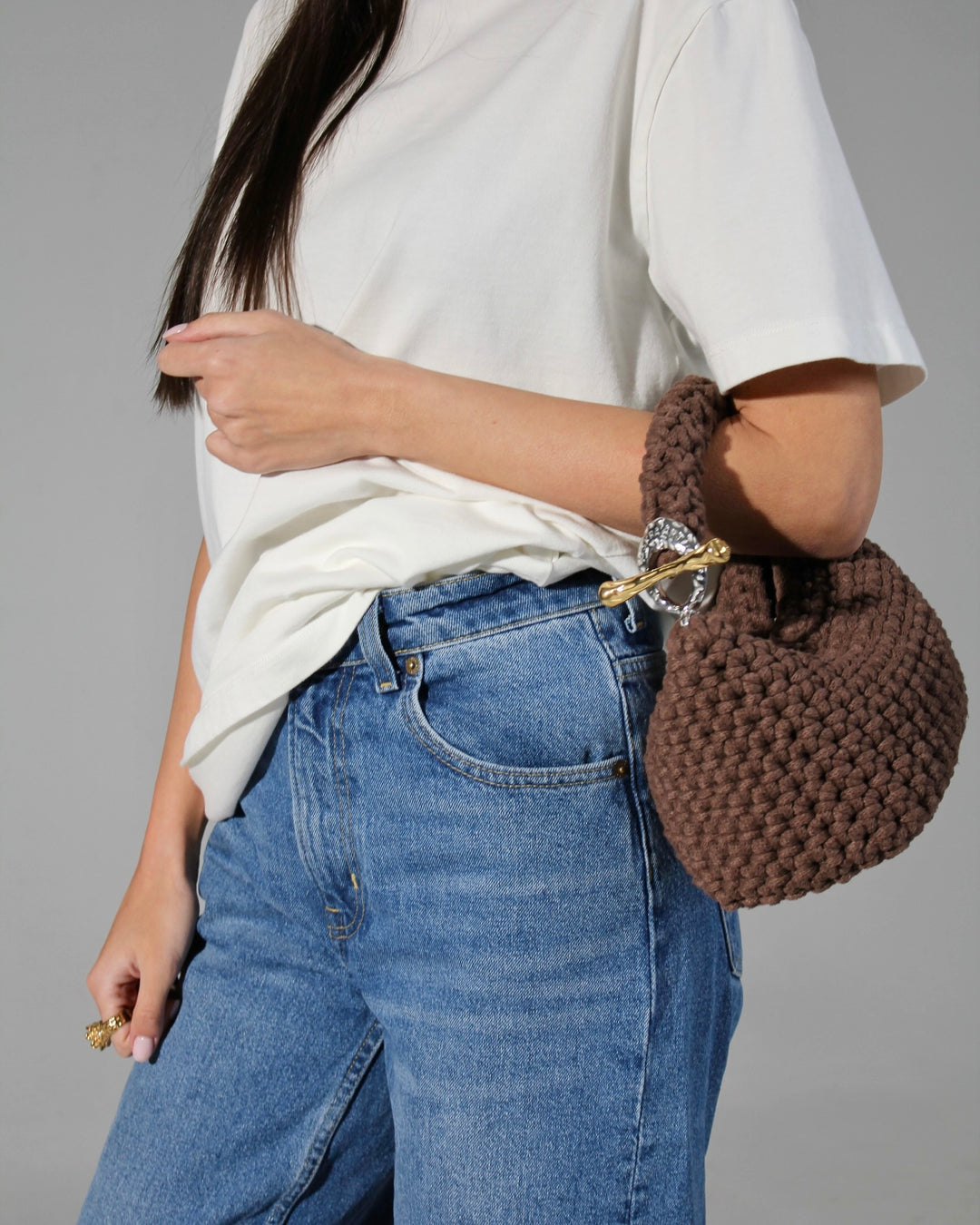 Gigi Clasp Bag - Brown