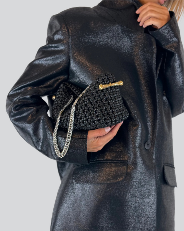 Stella Clasp Bag - Jet Leather