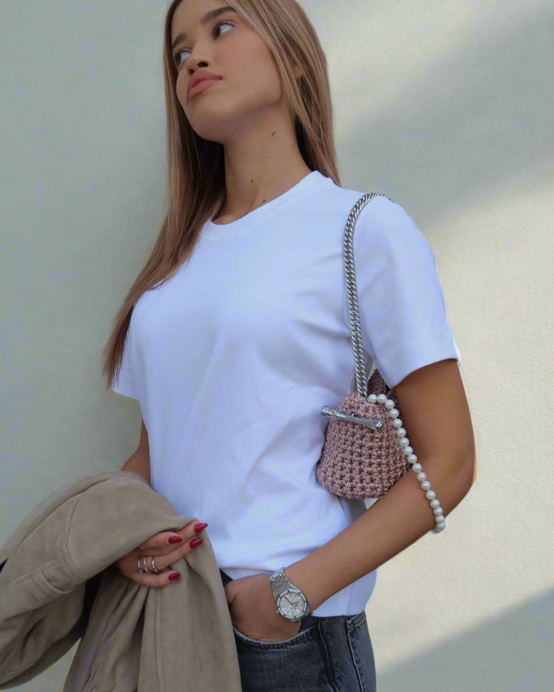 Mini Pearl Stella Clasp Bag in Metallic