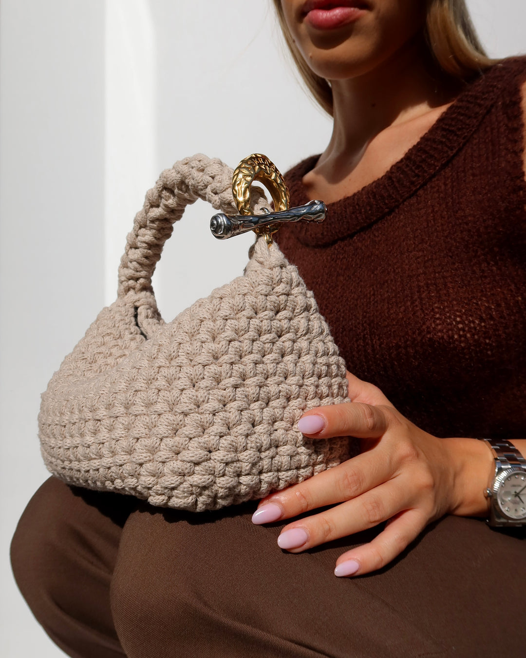 Gigi Clasp Bag - Sand