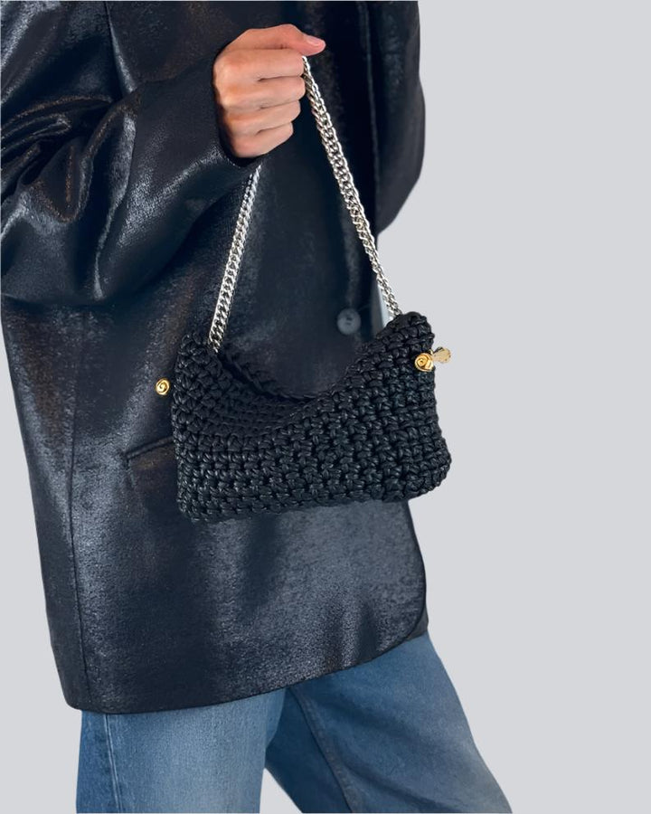 Stella Clasp Bag - Jet Leather