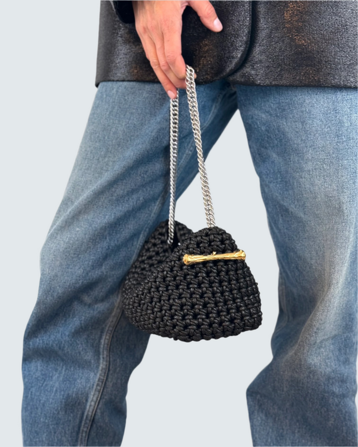 Stella Clasp Bag - Jet Leather