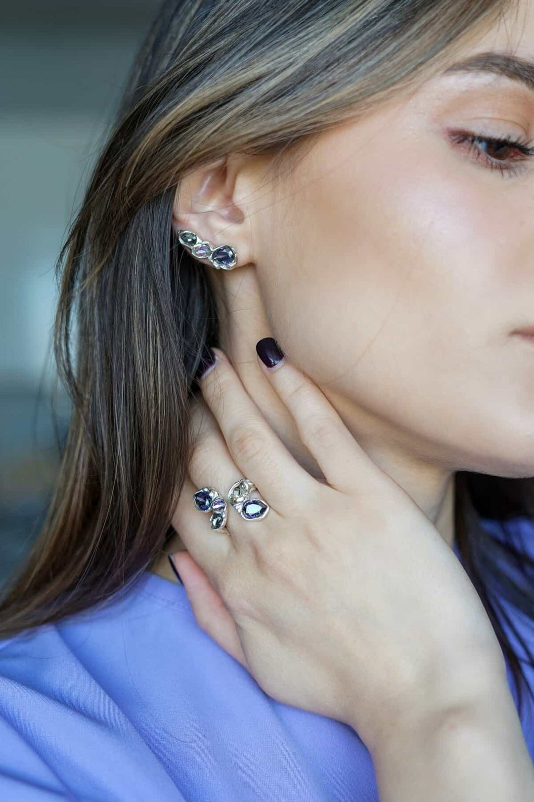 Blossom Necklace & Earrings Set - Sterling Silver 925