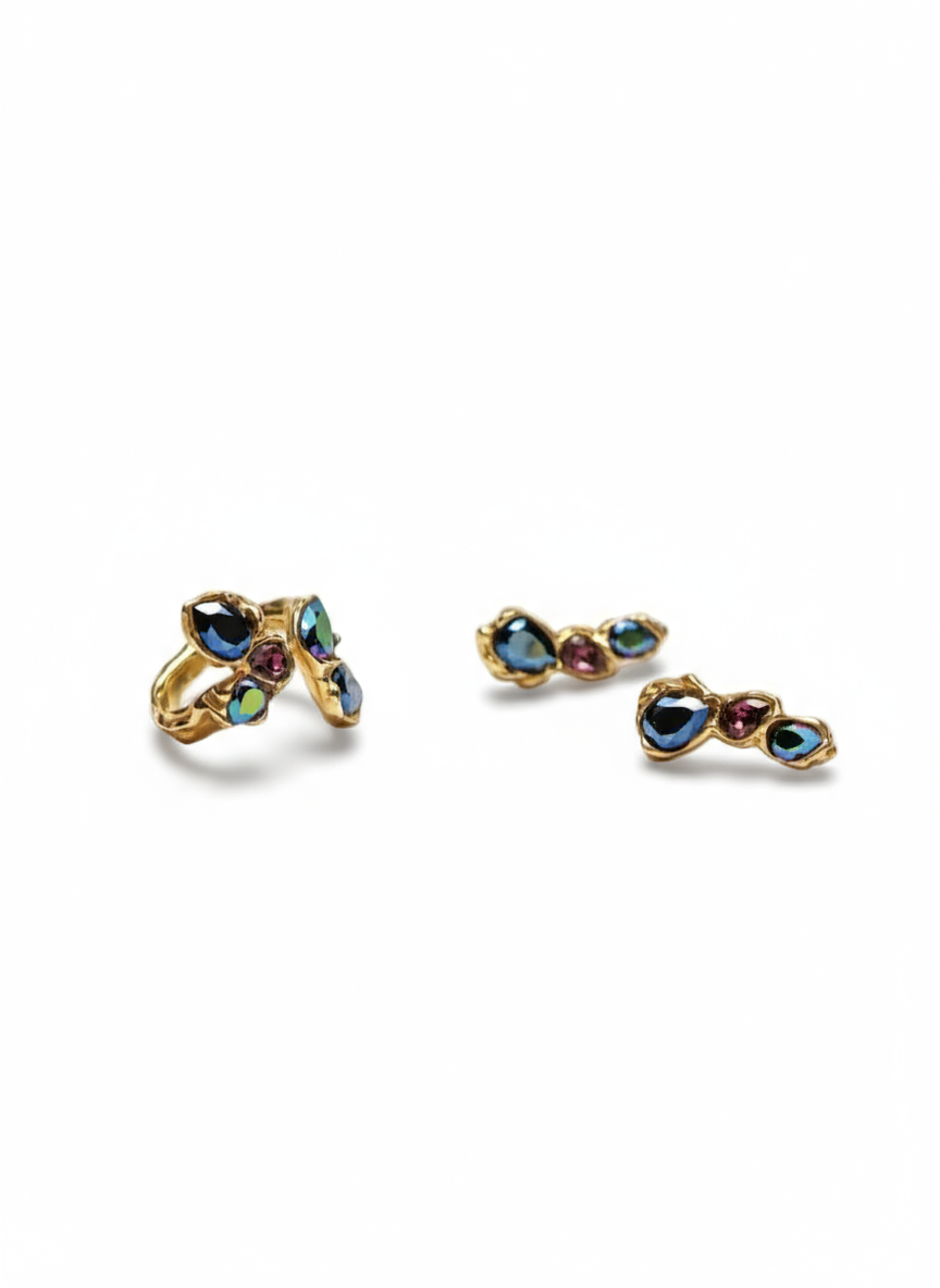 Blossom Necklace & Earrings Set - Gold Plated Sterling Silver 925