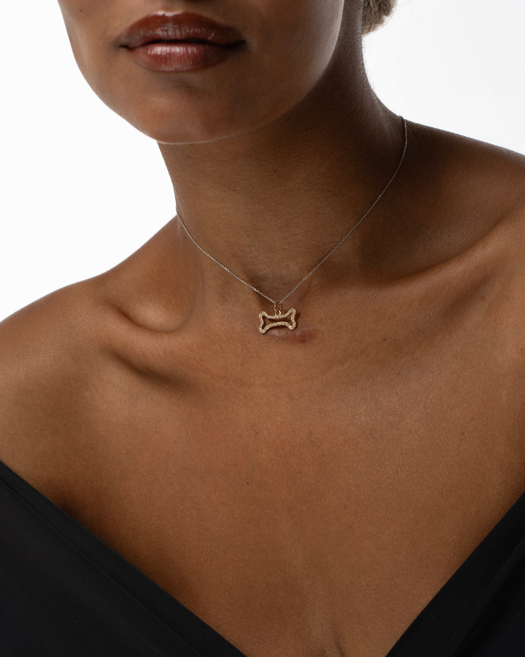 Bone 14K Gold Diamonds Necklace