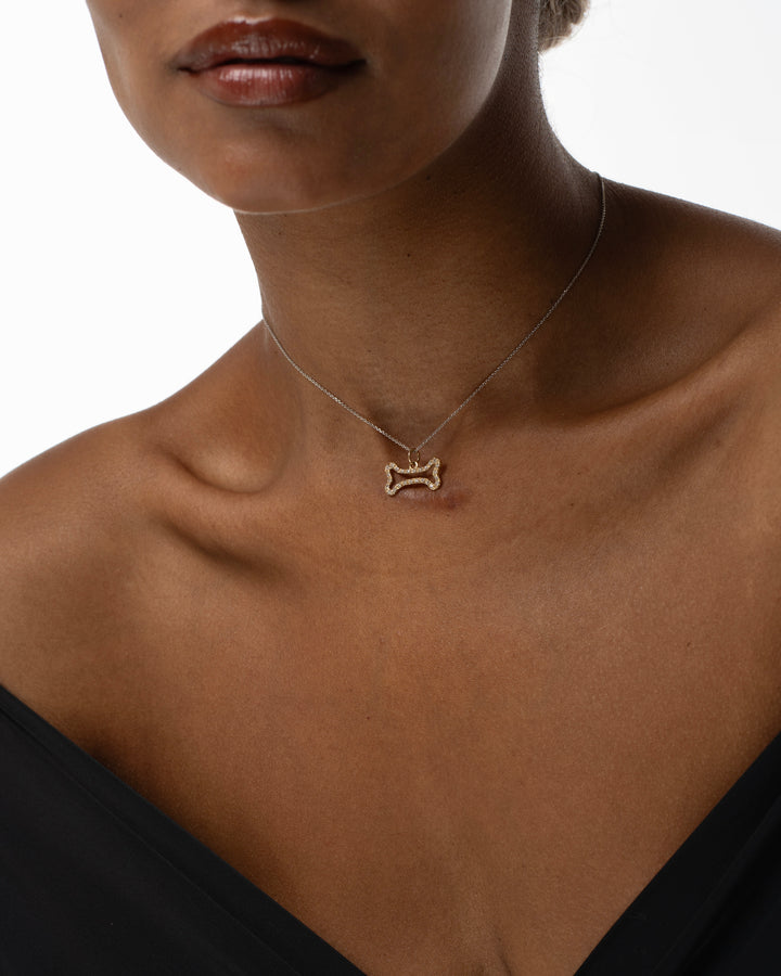 Bone 14K Gold Diamonds Necklace