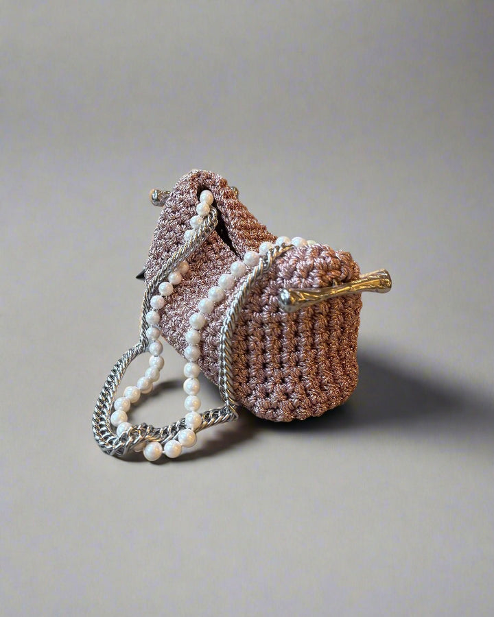 Mini Pearl Stella Clasp Bag in Metallic