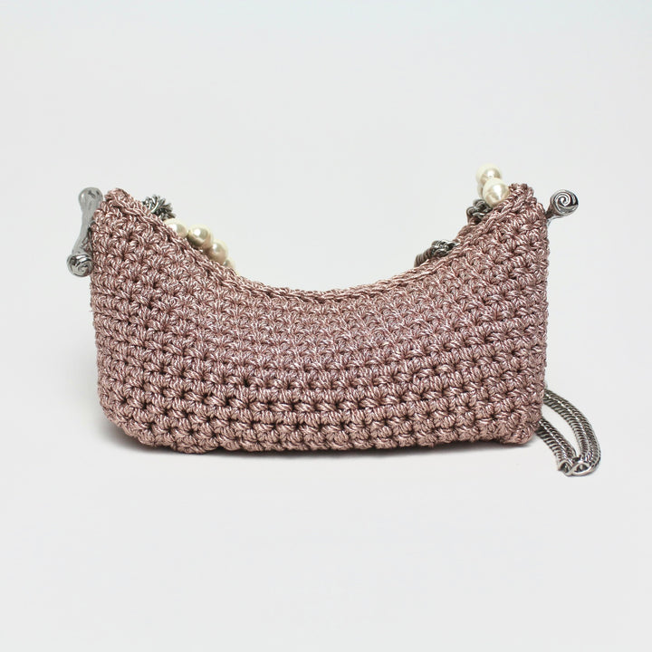 Small Pearl Stella Clasp Bag in Metallic