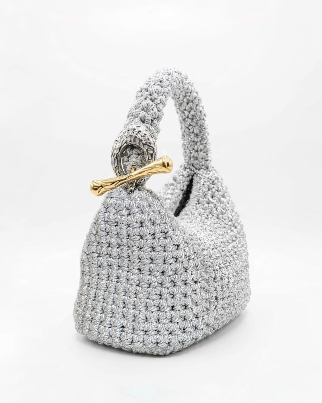 Medium Gigi Clasp Bag - Metallic Silver