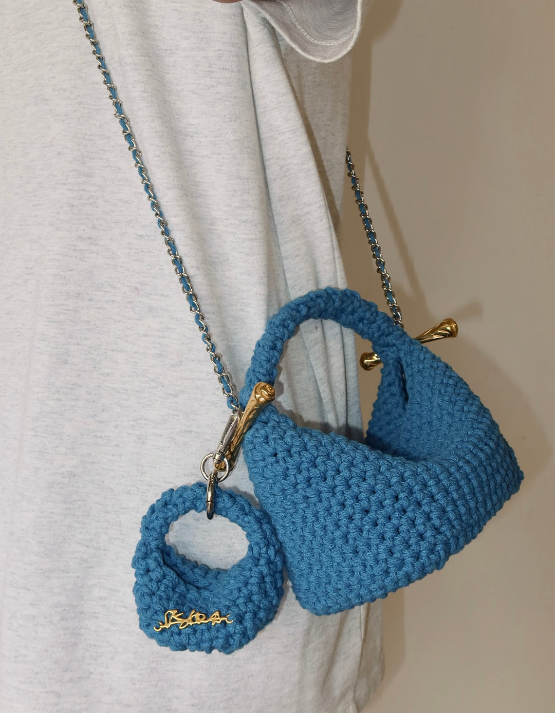 Crossbody Blue Clasp Bag