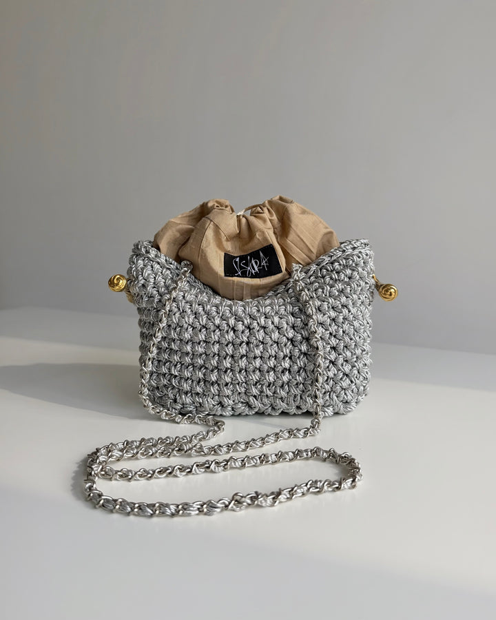 Crossbody Stella Clasp Bag - Metallic Silver