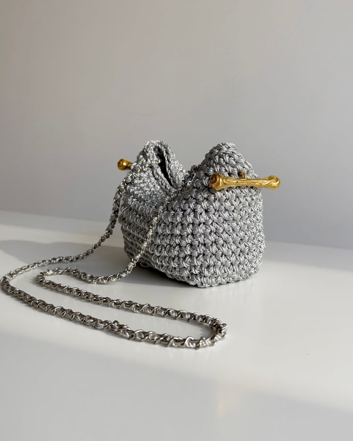 Crossbody Stella Clasp Bag - Metallic Silver