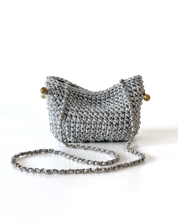 Crossbody Stella Clasp Bag - Metallic Silve