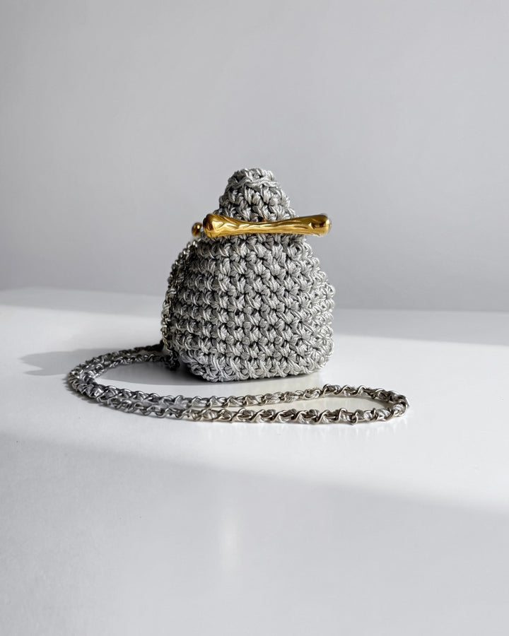 Crossbody Stella Clasp Bag - Metallic Silver