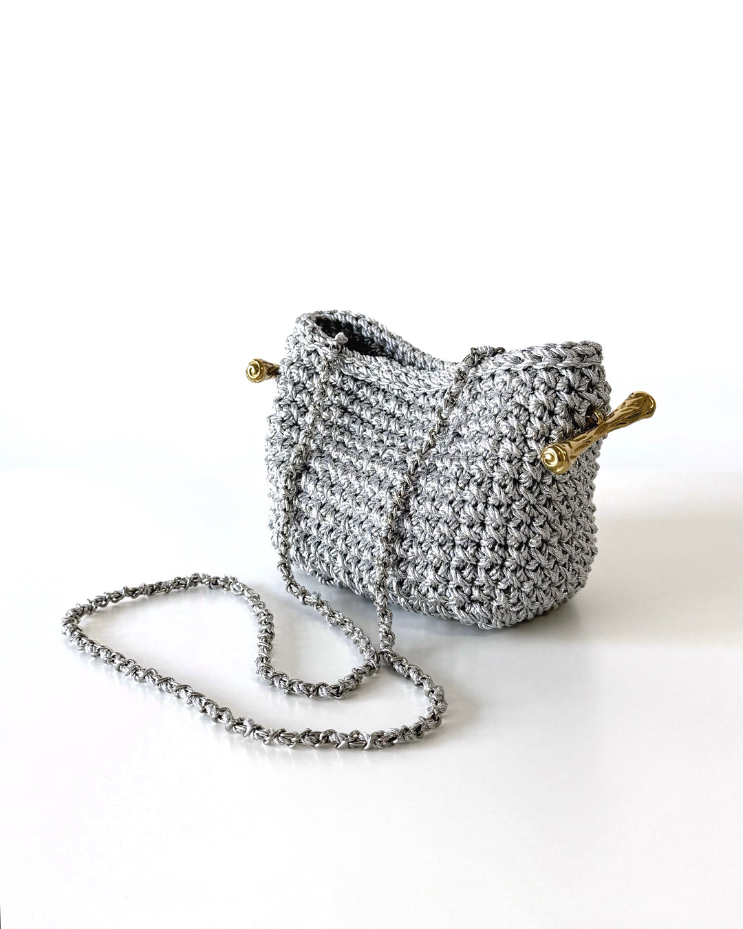 Crossbody Stella Clasp Bag - Metallic Silve