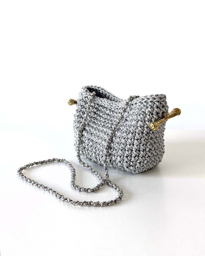 Crossbody Stella Clasp Bag - Metallic Silve
