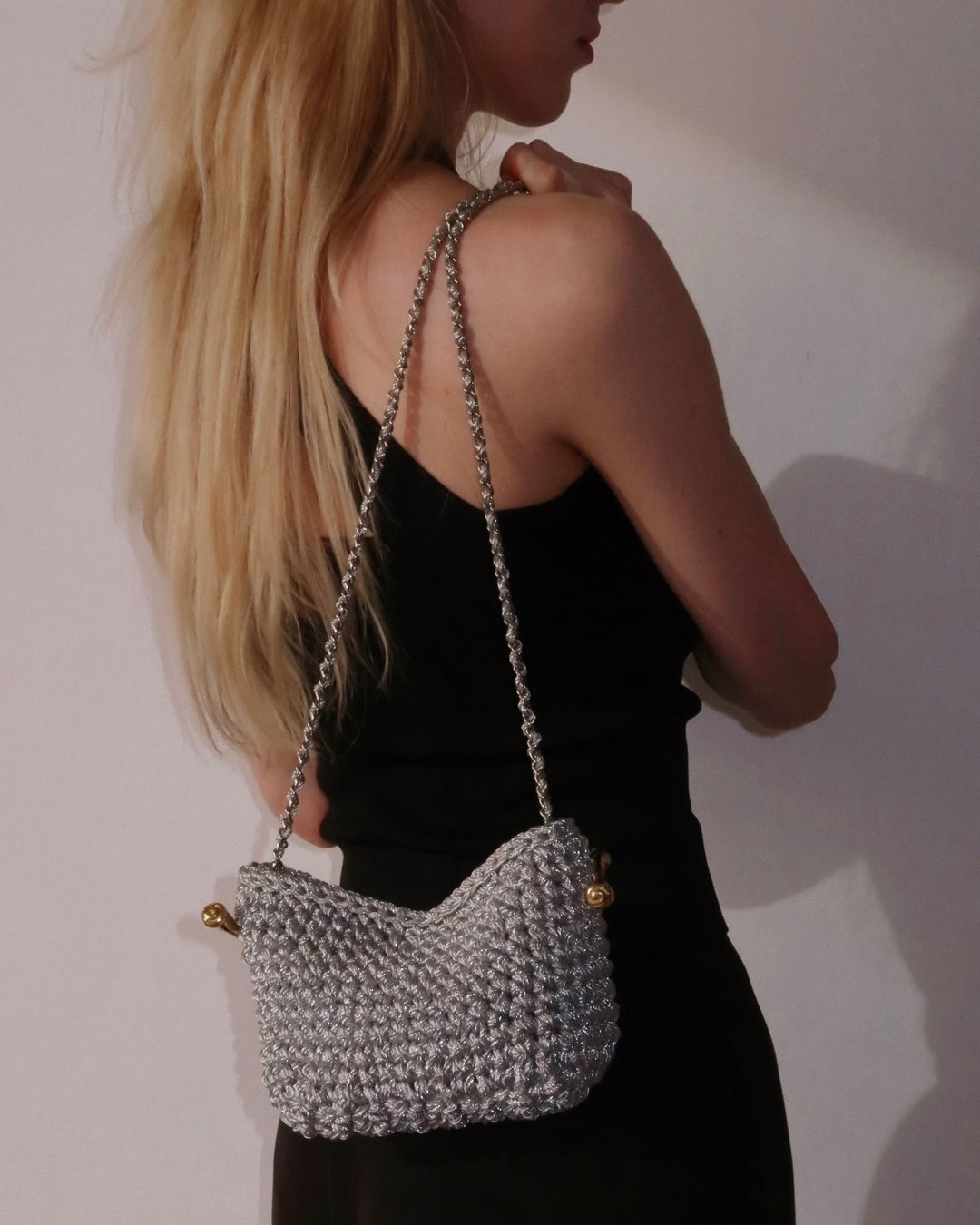 Crossbody Stella Clasp Bag - Metallic Silver