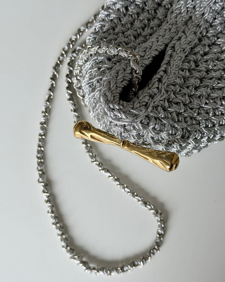 Crossbody Stella Clasp Bag - Metallic Silver