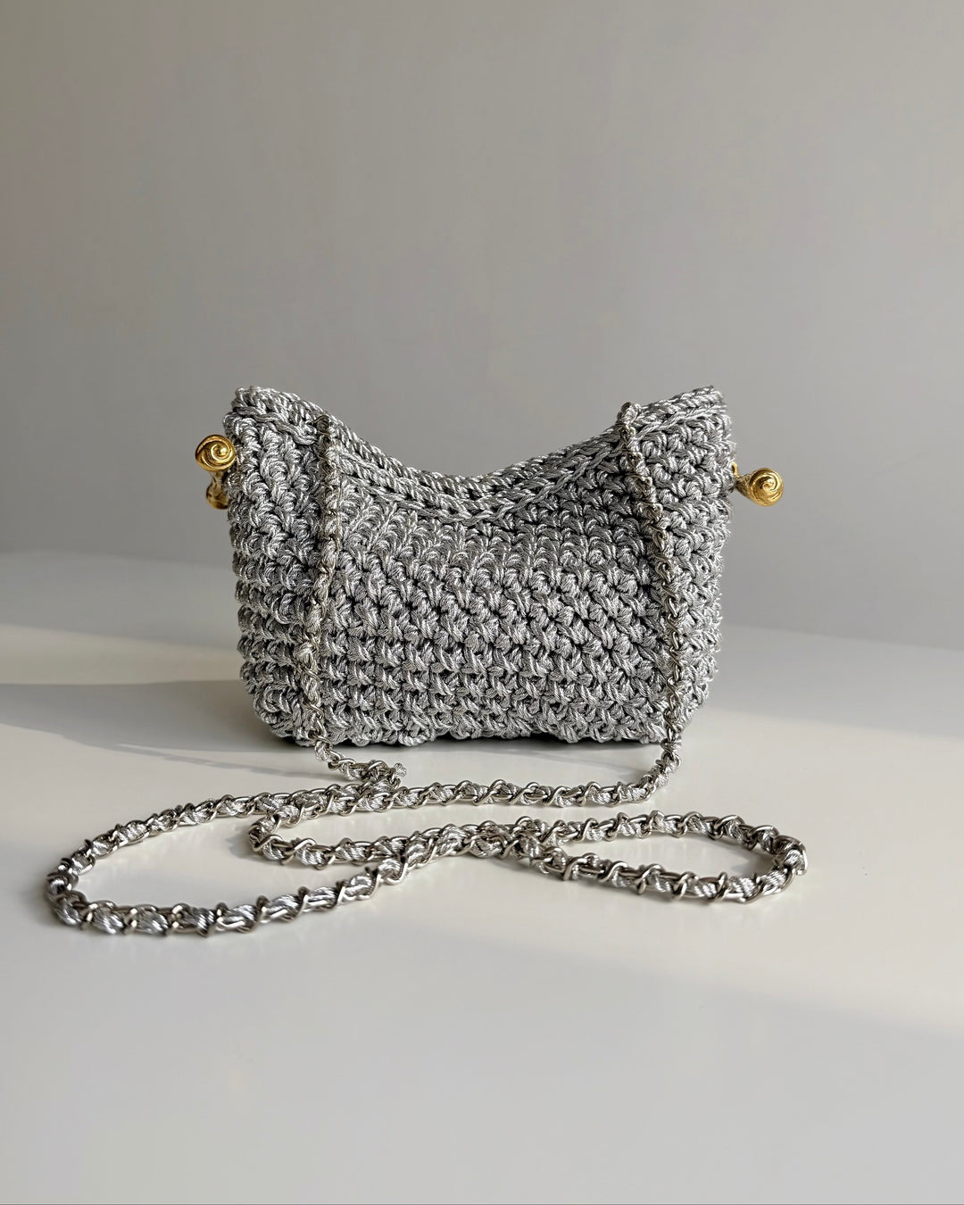 Crossbody Stella Clasp Bag - Metallic Silver