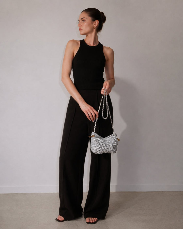 Crossbody Stella Clasp Bag - Metallic Silver
