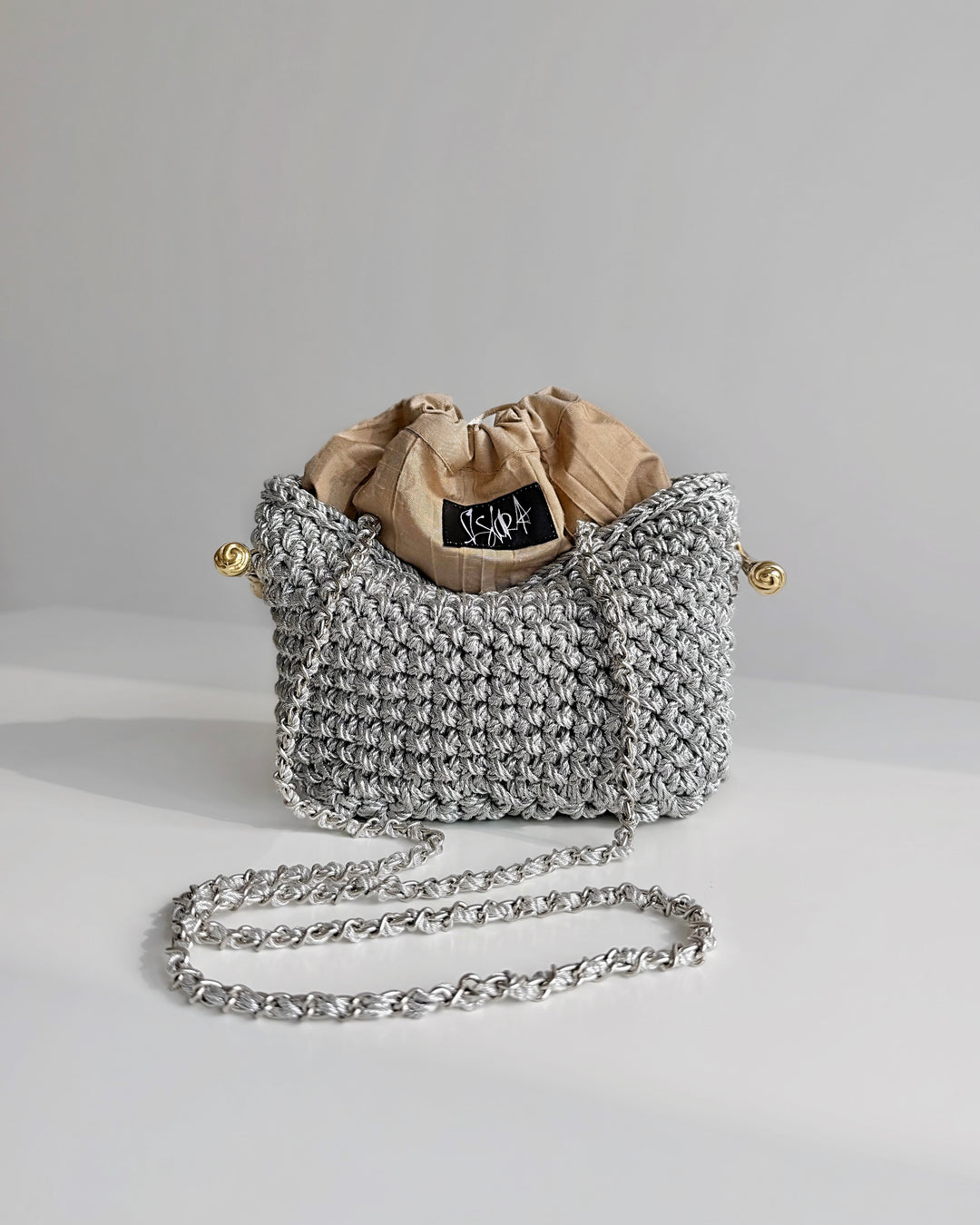 Crossbody Stella Clasp Bag - Metallic Silver