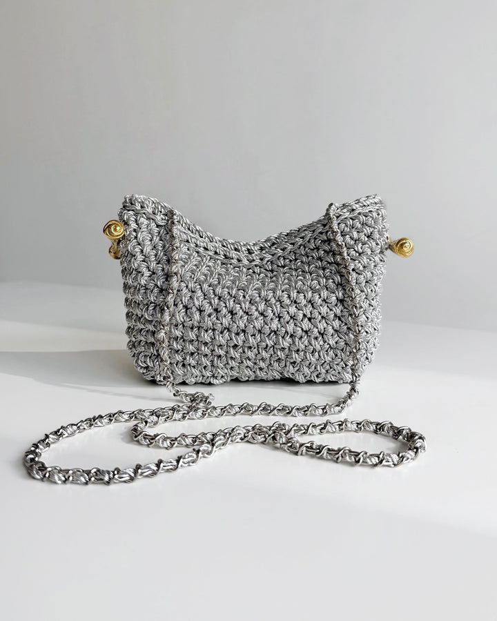 Crossbody Stella Clasp Bag - Metallic Silver
