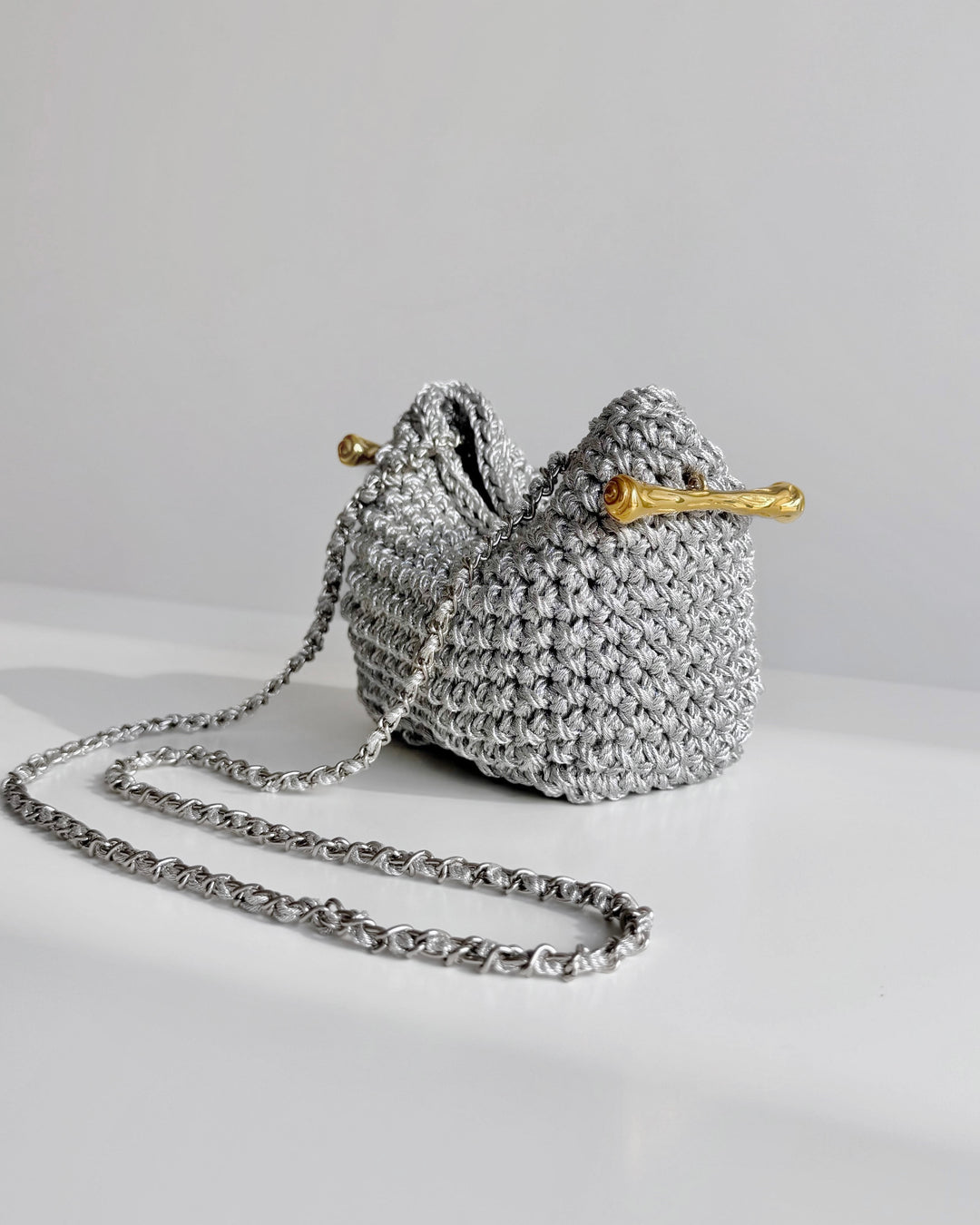 Crossbody Stella Clasp Bag - Metallic Silver