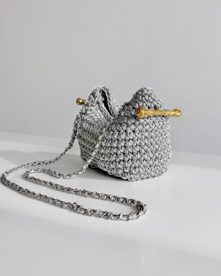 Crossbody Stella Clasp Bag - Metallic Silver