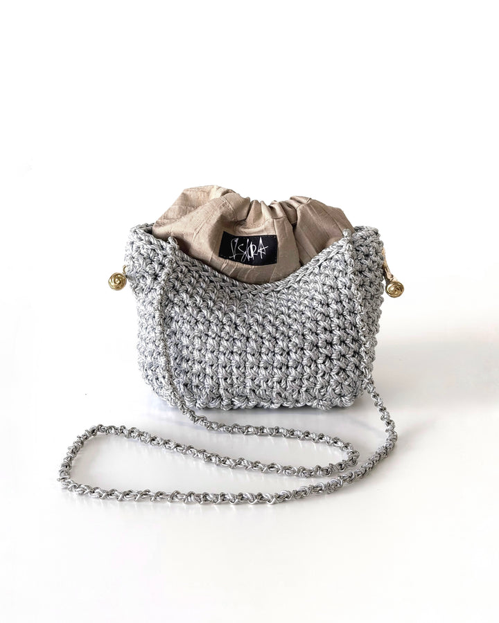 Crossbody Stella Clasp Bag - Metallic Silve