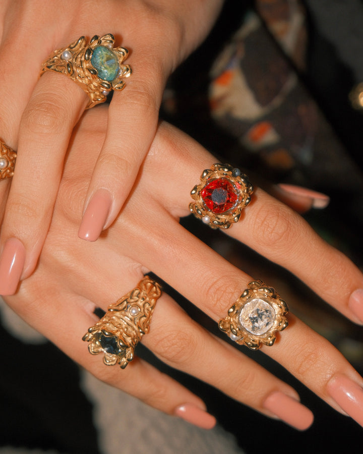 Crystal Royal Ring - Gold Steel
