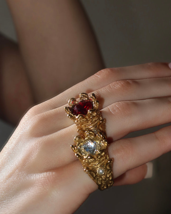 Crystal Royal Ring - Gold Steel