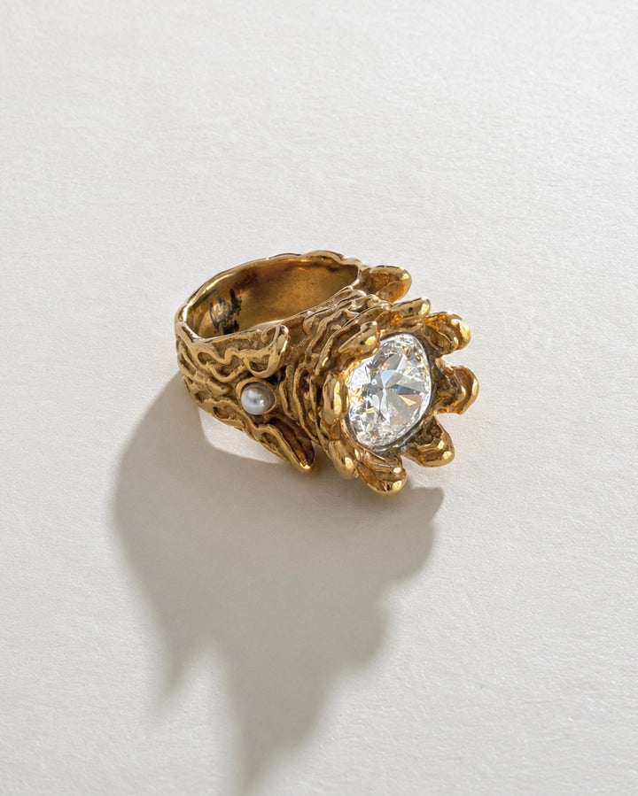 Crystal Royal Ring - Gold Steel