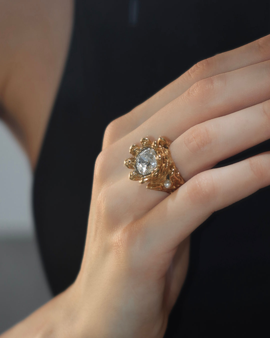 Crystal Royal Ring - Gold Steel