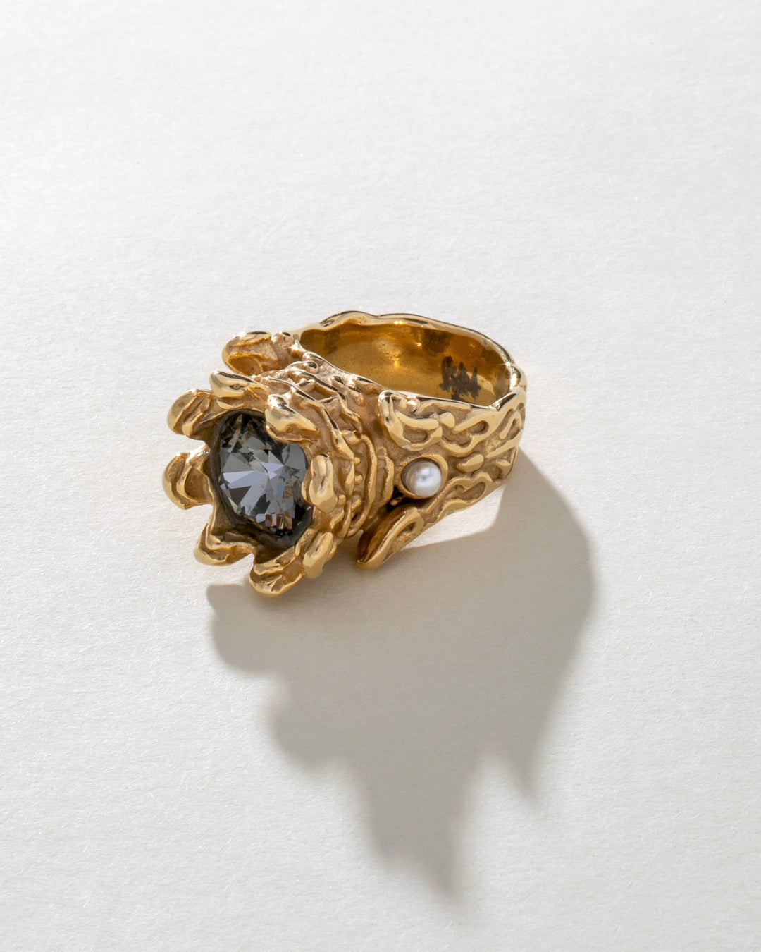 Crystal Royal Ring Stainless Steel Gold Finish