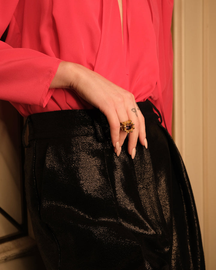 Crystal Royal Ring Stainless Steel Gold Finish