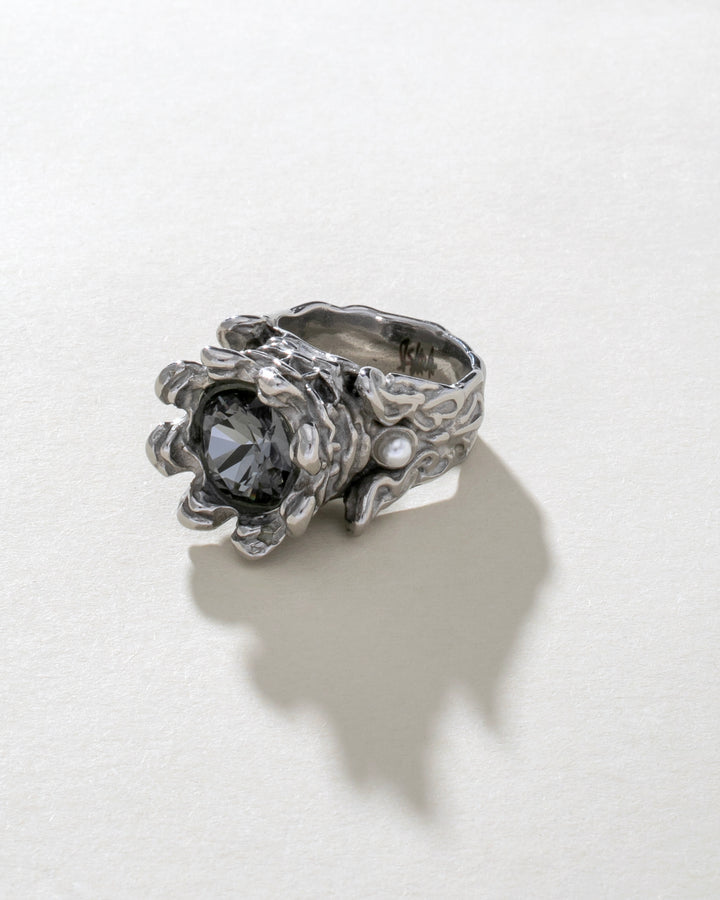 Crystal Royal Ring Stainless Steel Silver Finish