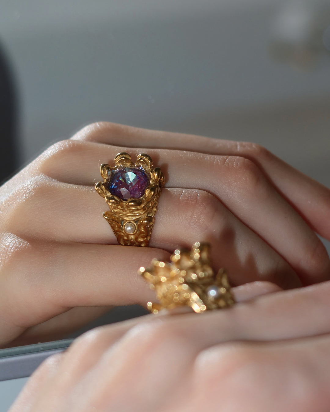 Crystal Royal Ring - Gold Steel