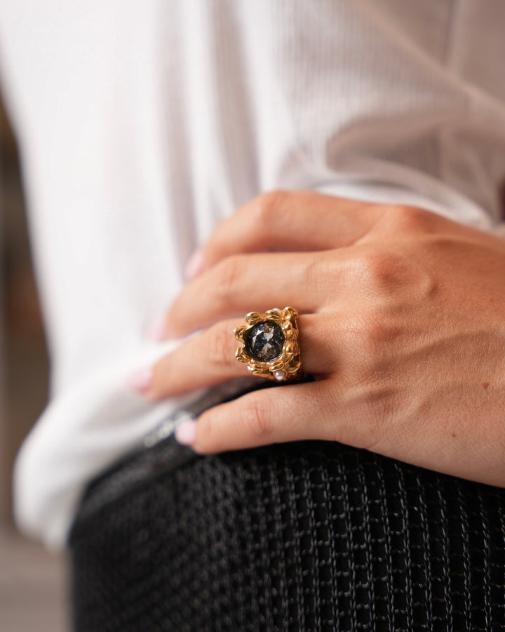 Crystal Royal Ring - Gold Steel