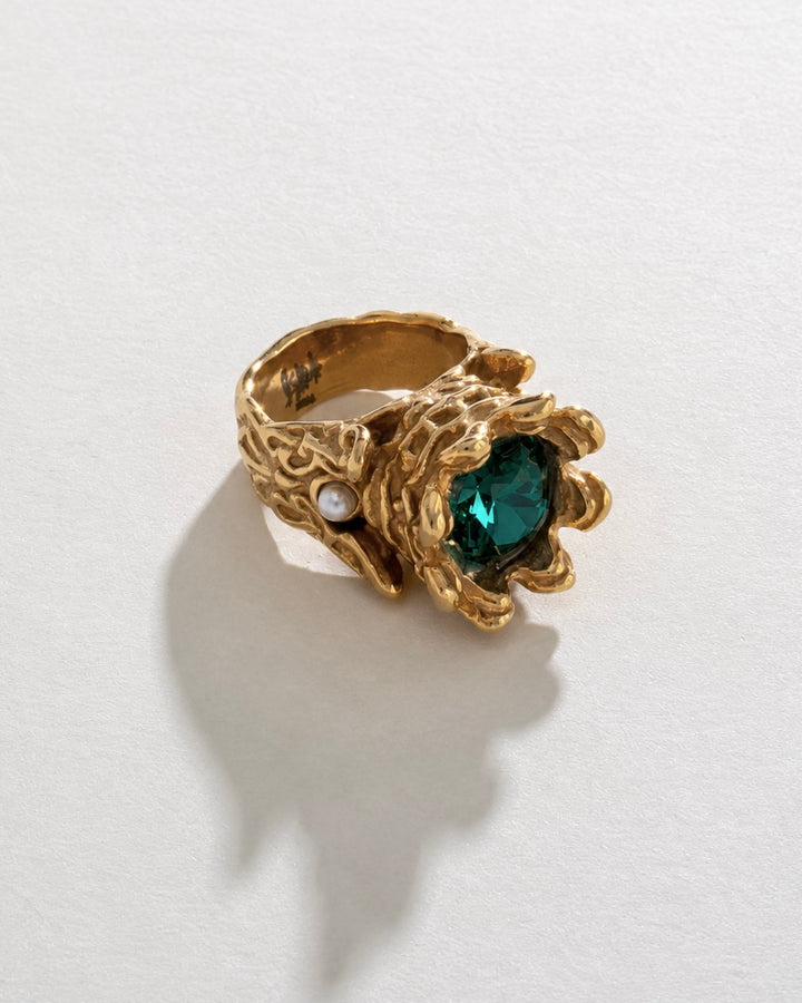 Crystal Royal Ring - Gold Steel
