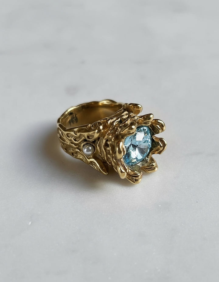 Crystal Royal Ring Stainless Steel Gold Finish