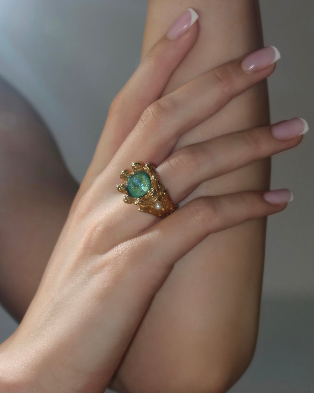 Crystal Royal Ring - Gold Steel
