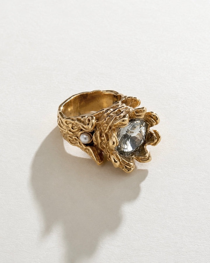Crystal Royal Ring - Gold Steel