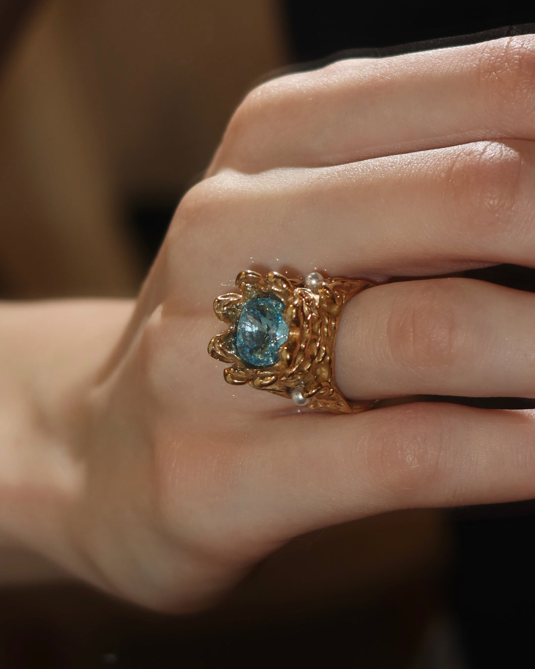 Crystal Royal Ring - Gold Steel