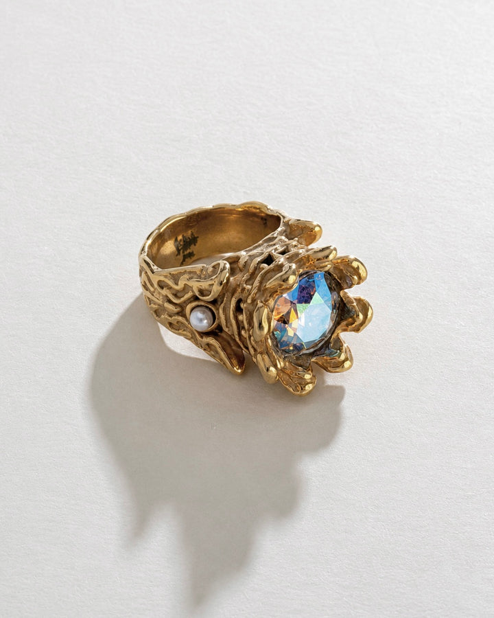 Crystal Royal Ring - Gold Steel