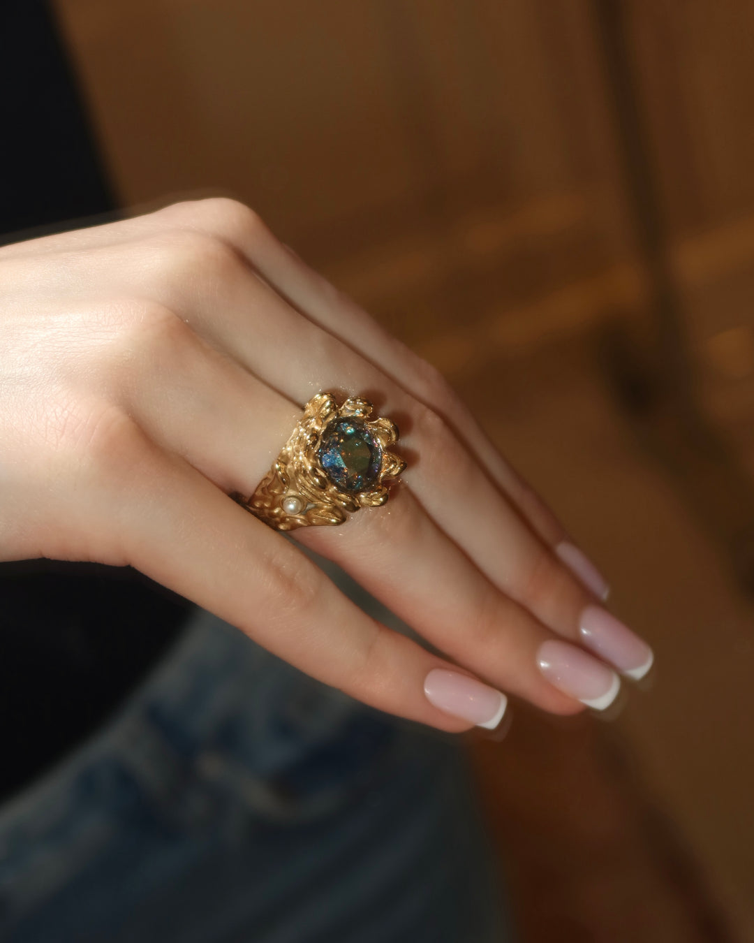 Crystal Royal Ring - Gold Steel