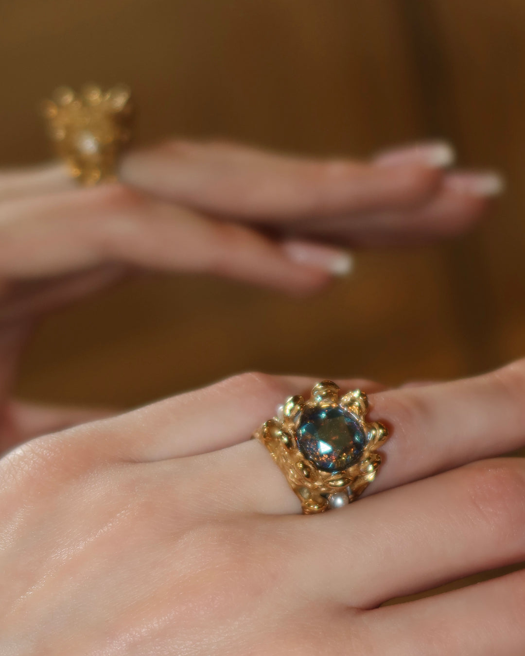 Crystal Royal Ring - Gold Steel