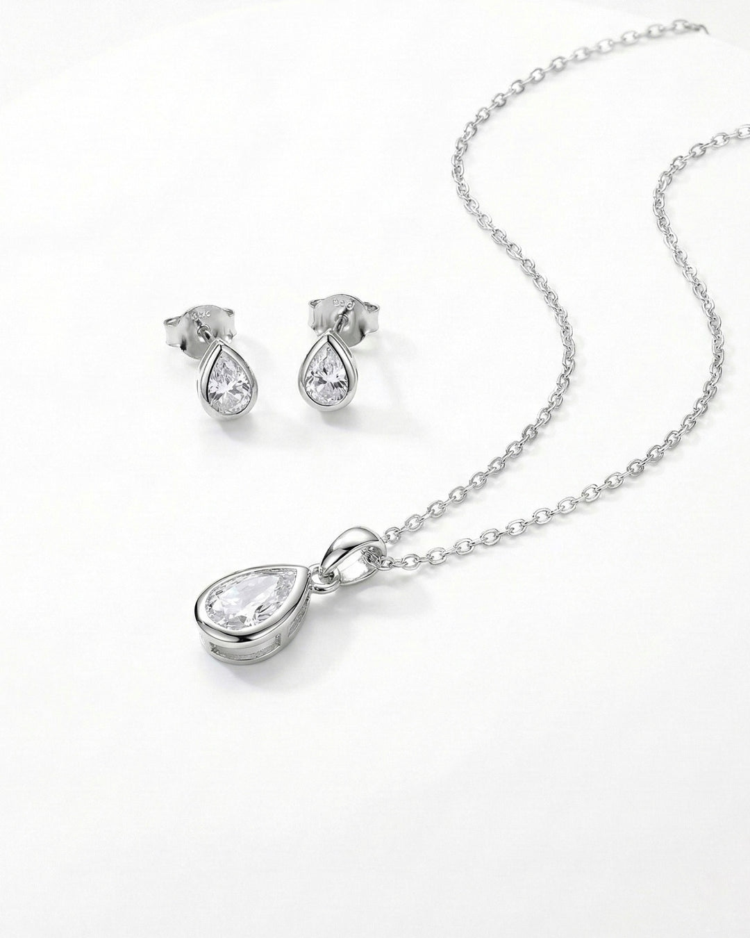 Drop Set Necklace & Earrings Set - Sterling Silver925