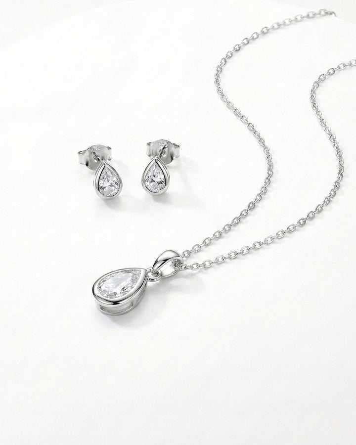 Drop Set Necklace & Earrings Set - Sterling Silver925
