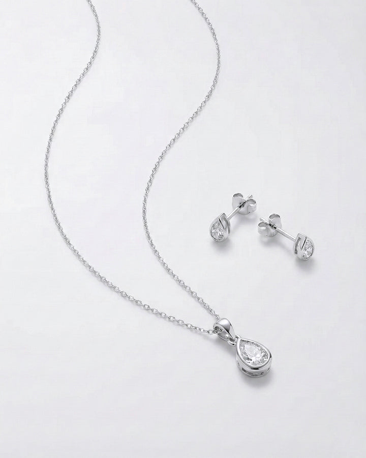 Drop Set Necklace & Earrings Set - Sterling Silver925