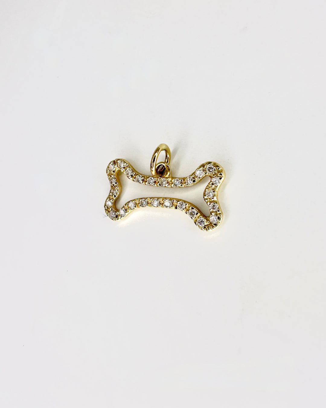 Diamond Bone Pendant - 14k Gold
